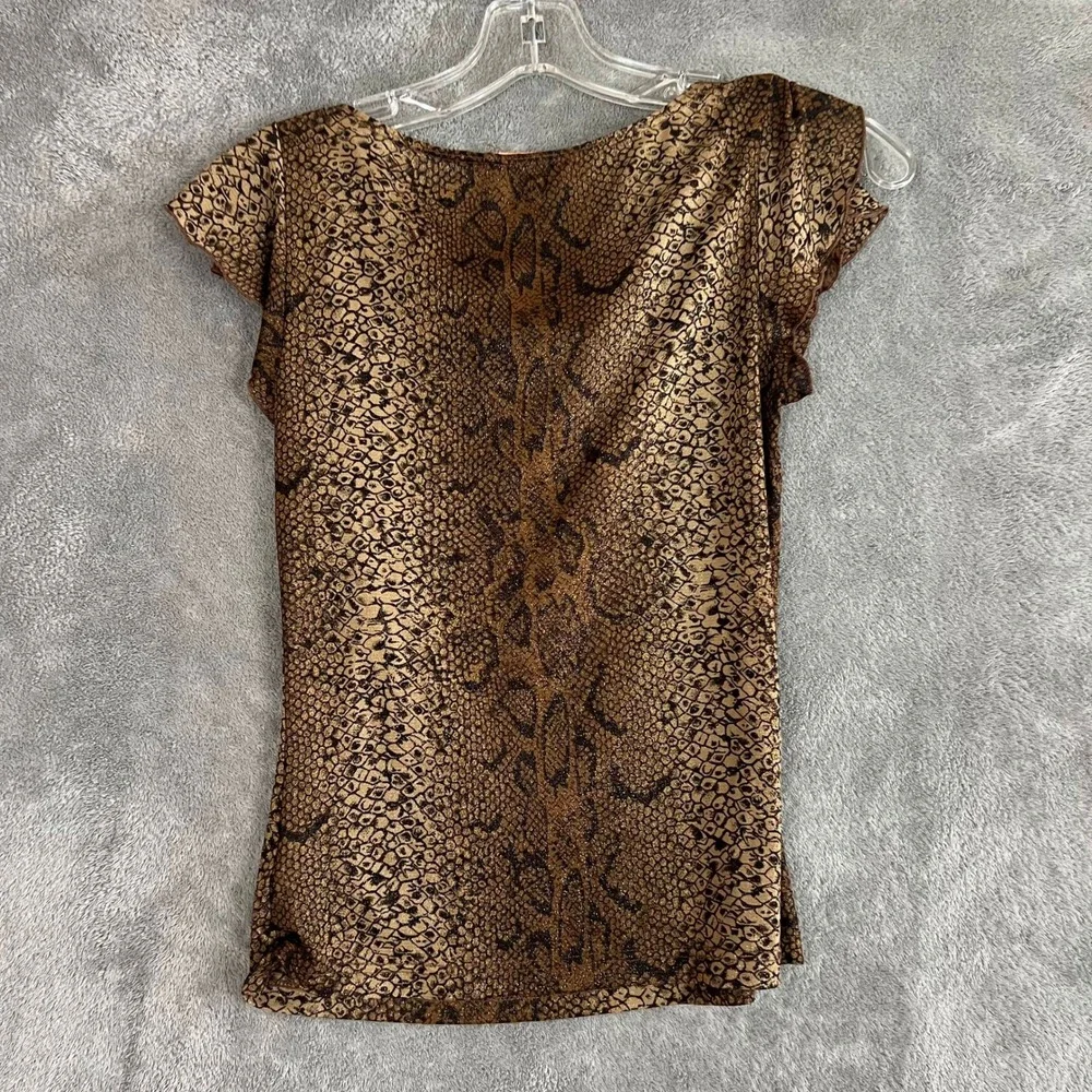 Vintage Y2K Forever 21 Top Womens S/M Cowl Neck Snake Print Flutter Sleeve